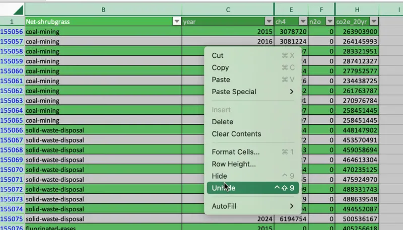 Unhidding all columns at once 8