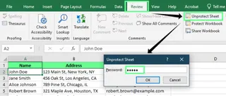 desproteger la hoja con una contraseña conocida en Excel. 1