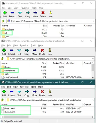 Ubicando el archivo XML dentro de la carpeta zip en Excel. 4