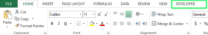 Developer tab in Excel 4