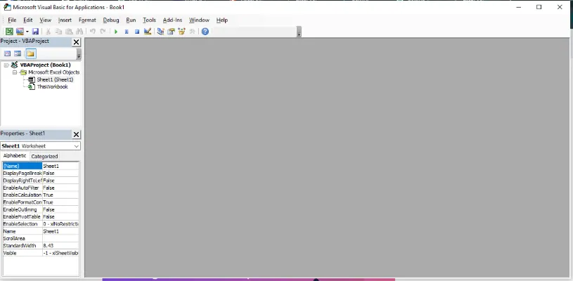 Interface of VBA editor in Excel 5