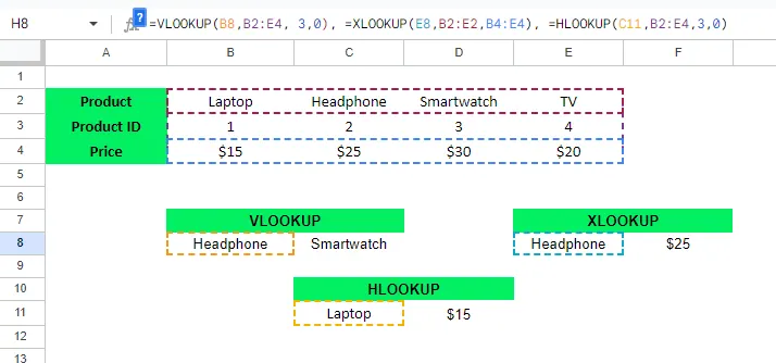 使用 VLOOKUP、HLOOKUP、XLOOKUP 處理水平列 4