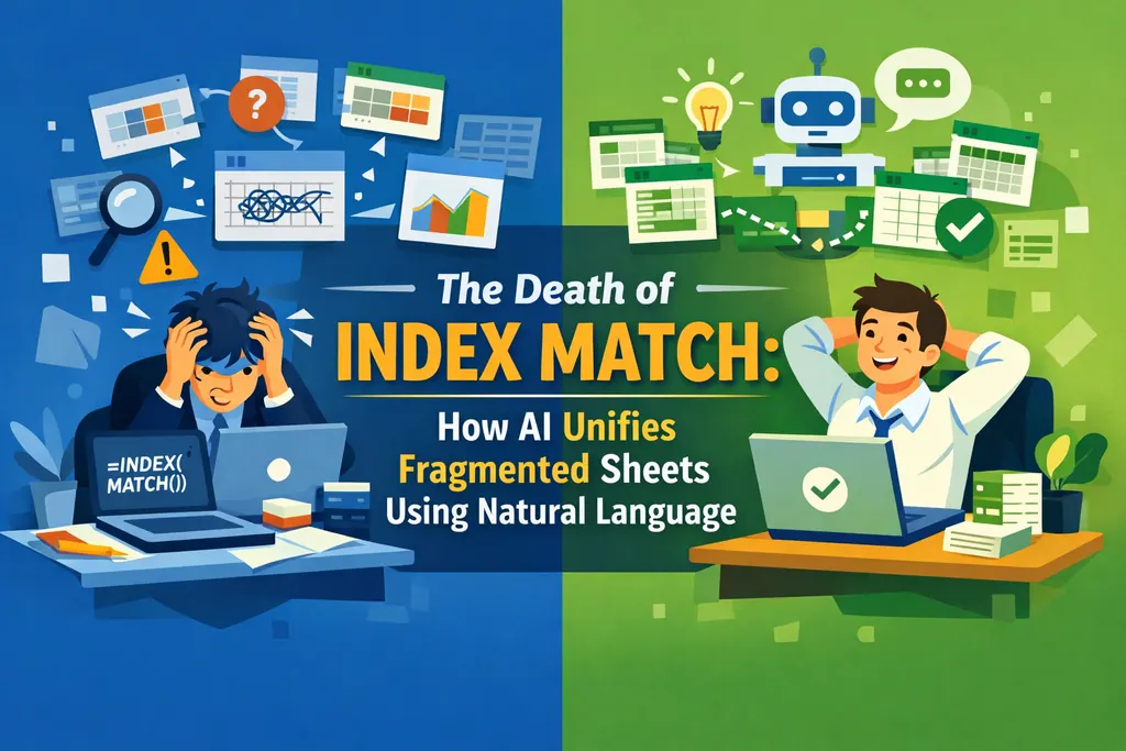 The Death of INDEX MATCH: How AI Unifies Fragmented Sheets Using Natural Language