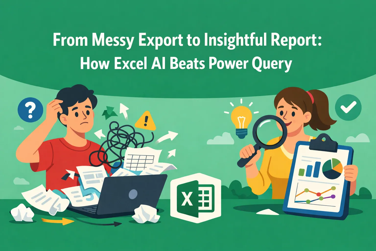 From Messy Export to Insightful Report: How Excel AI Beats Power Query