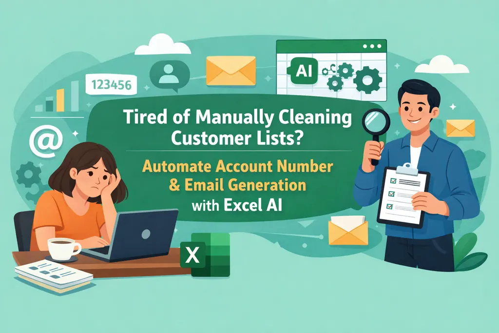厭倦手動清理客戶名單?用 Excel AI 自動生成帳號與電子郵件 厭倦手動清理客戶名單?用 Excel AI 自動生成帳號與電子郵件