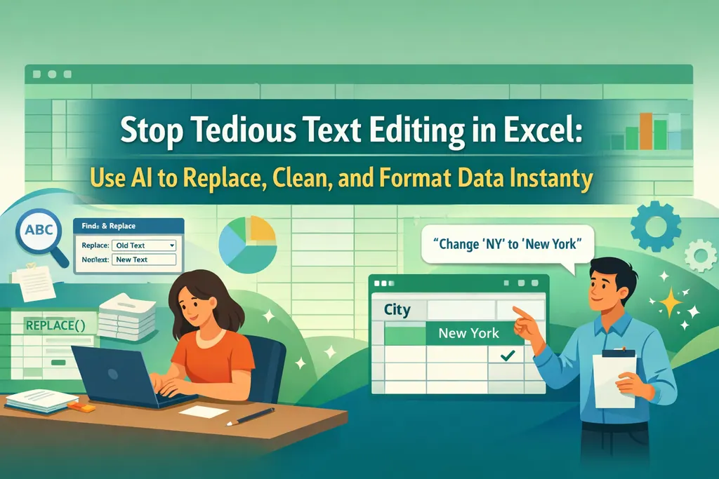 Detén la tediosa edición de texto en Excel: usa IA para reemplazar, limpiar y formatear datos al instante