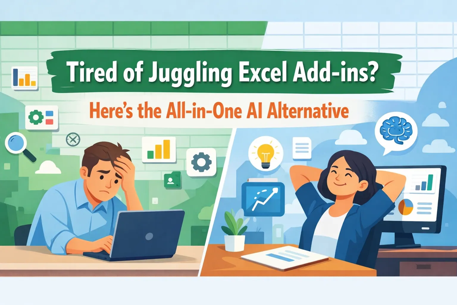 Excel 애드인을 여러 개 사용하는 데 지치셨나요? 여기 올인원 AI 대안이 있습니다