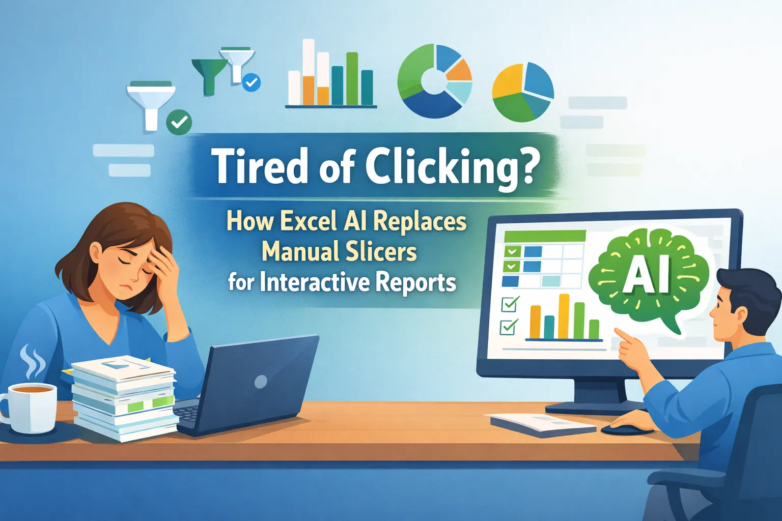 クリックに疲れた？Excel AIがインタラクティブレポートの手動スライサーを置き換える方法