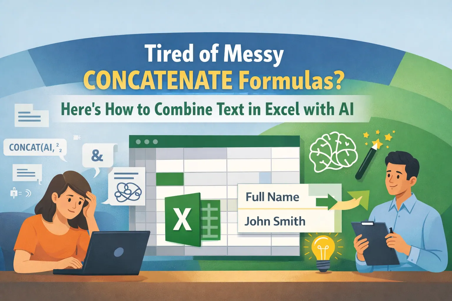 Tired of Messy CONCATENATE Formulas? Here’s How to Combine Text in Excel with AI