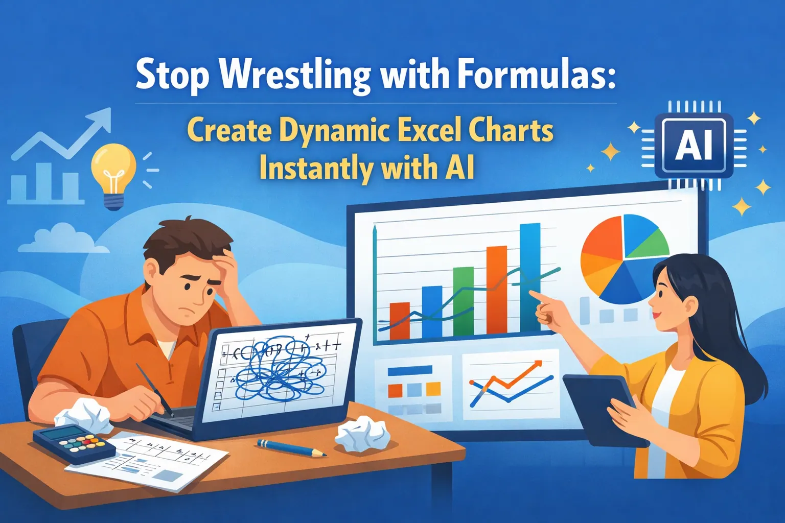 Stop Wrestling with Formulas: Create Dynamic Excel Charts Instantly with AI