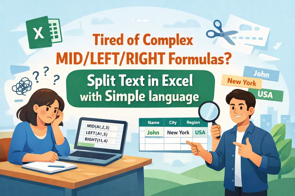 Tired of Complex MID/LEFT/RIGHT Formulas? Split Text in Excel with Simple language