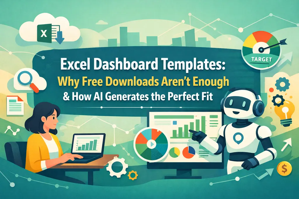 Plantillas de Tableros de Excel: Por qué las descargas gratuitas no son suficientes & cómo la IA genera el ajuste perfecto