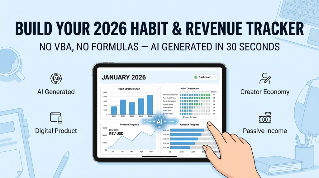 Build Your 2026 Habit & Revenue Tracker in 30 Seconds — No VBA, No Formulas