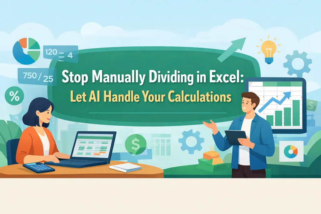 Deja de dividir manualmente en Excel: deja que AI maneje tus cálculos Deja de dividir manualmente en Excel: deja que AI maneje tus cálculos