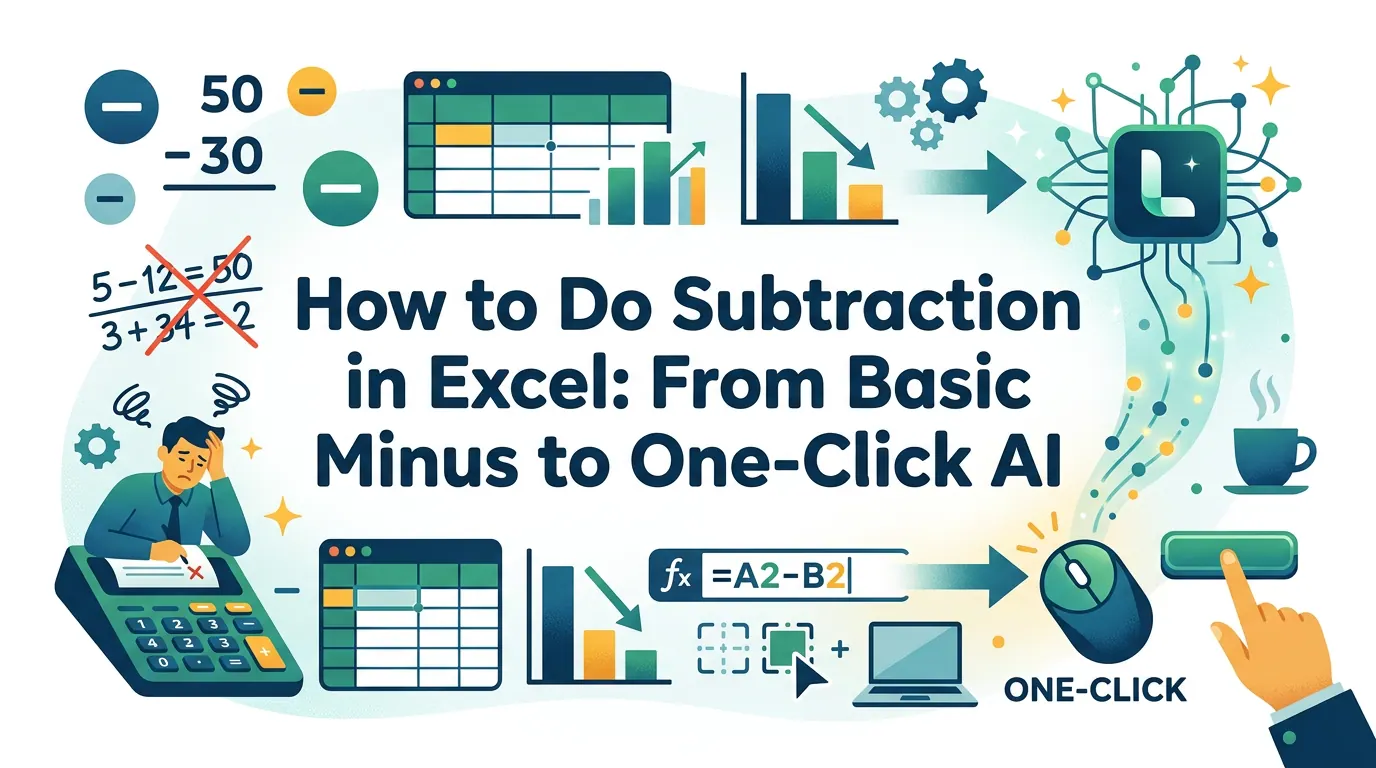 Excel에서 뺄셈 수행 방법: 기본 마이너스부터 원클릭 AI까지