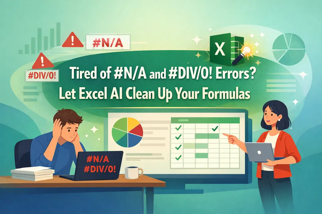 ¿Cansado de los errores #N/A y #DIV/0!? Deja que Excel AI limpie tus fórmulas
