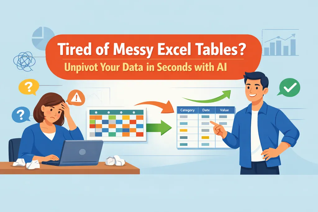 散らかったExcel表にうんざり？AIで数秒でデータをUnpivot