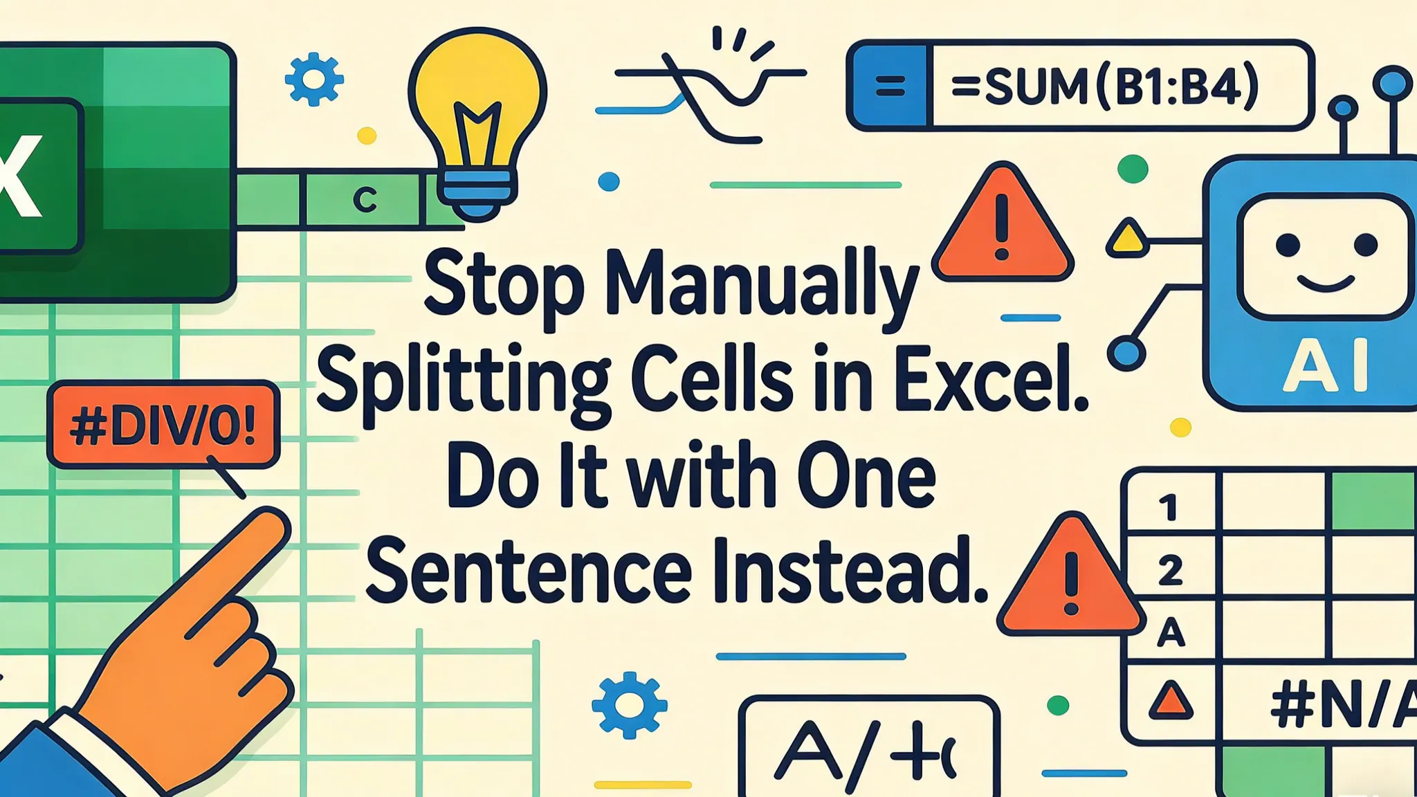 Stop Manually Splitting Cells in Excel. Do It with One Sentence Instead.