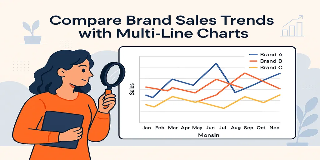 Comparer les tendances de ventes par marque avec des graphiques multi-lignes dans Excel AI
