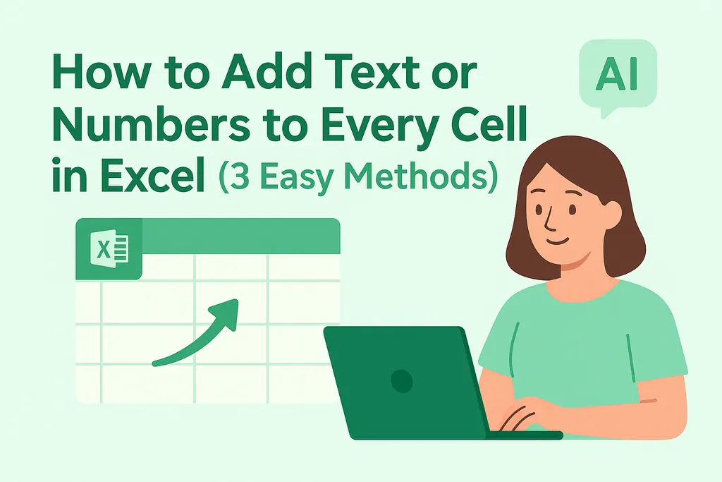 如何在Excel中為每個儲存格添加文字或數字（3種簡單方法）