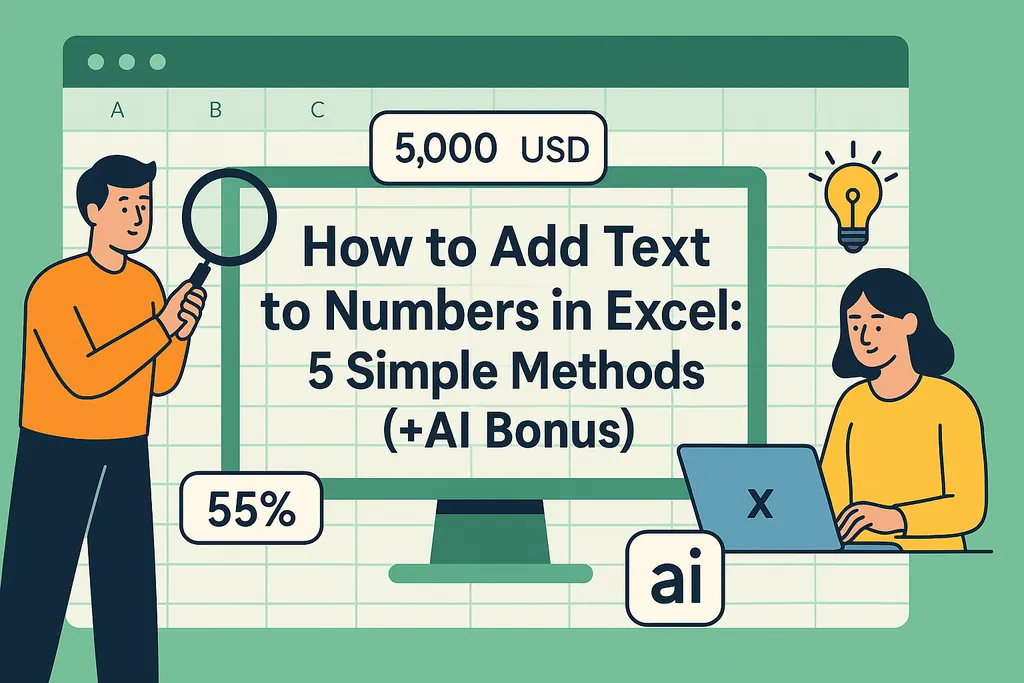 Como Adicionar Texto a Números no Excel: 5 Métodos Simples (+Bônus de IA)
