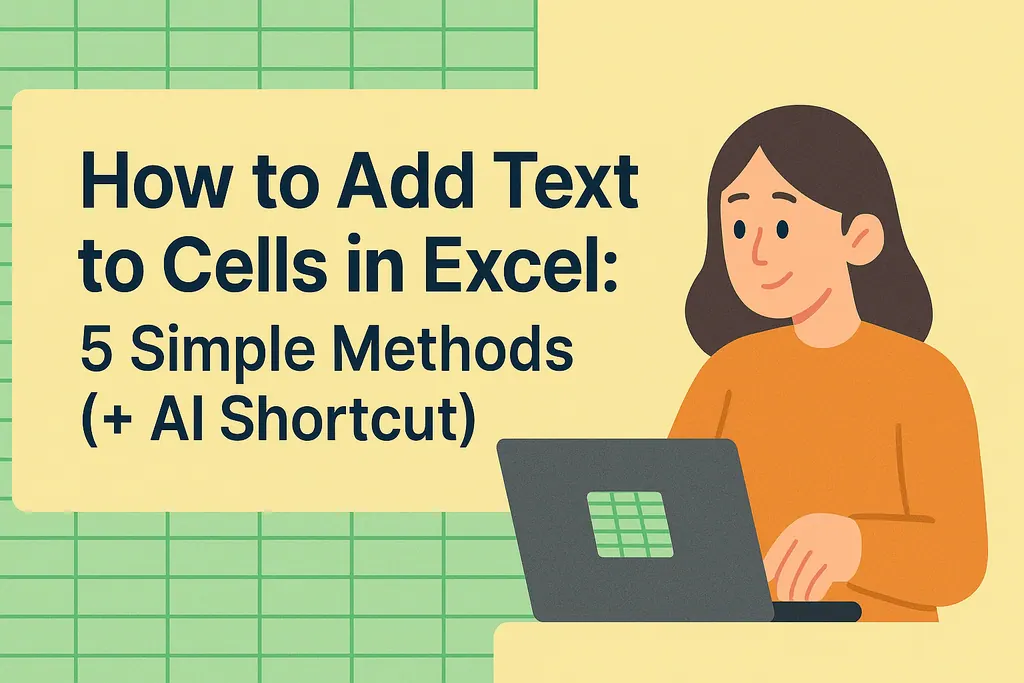 Como Adicionar Texto em Células no Excel: 5 Métodos Simples (+ Atalho de IA)