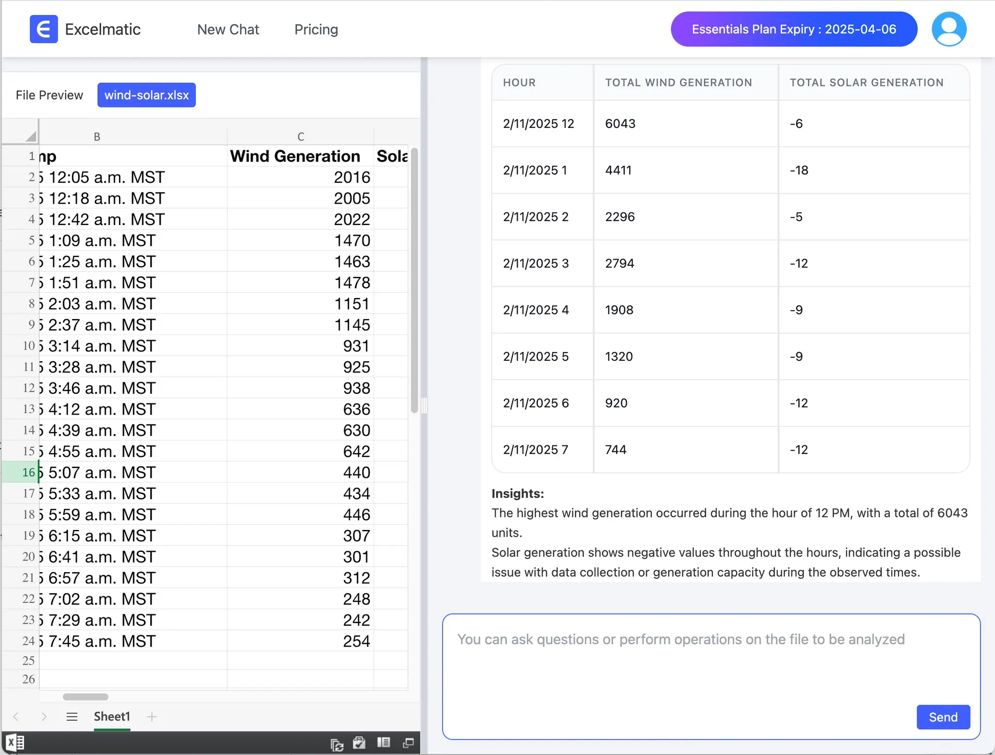 Befehl in excelmatic.ai