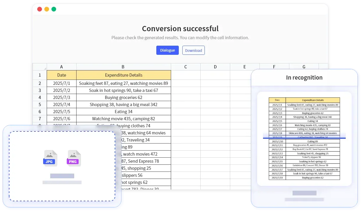 RowSpeak converting a table image into an editable Excel spreadsheet