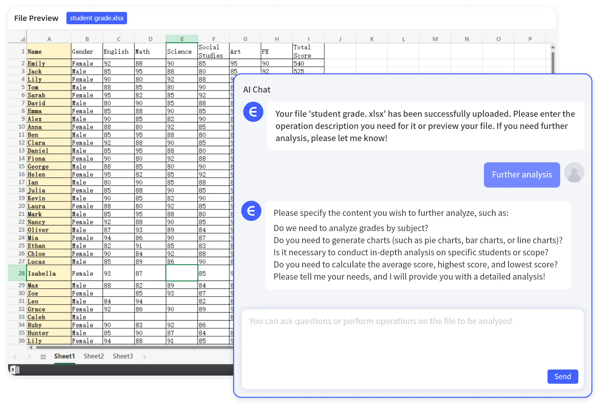 AI spreadsheet workflow showing how teams move from a business export to a report they can review