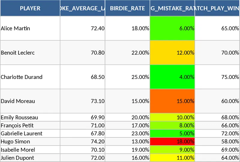 GOUNOUILHOU 2026 高爾夫戰術選拔與團隊決策 Excel 模板