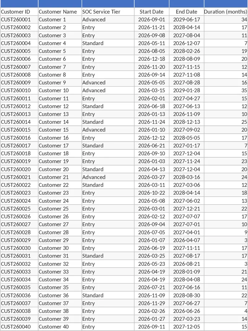 SOC 託管服務五年期財務業務計畫 模板