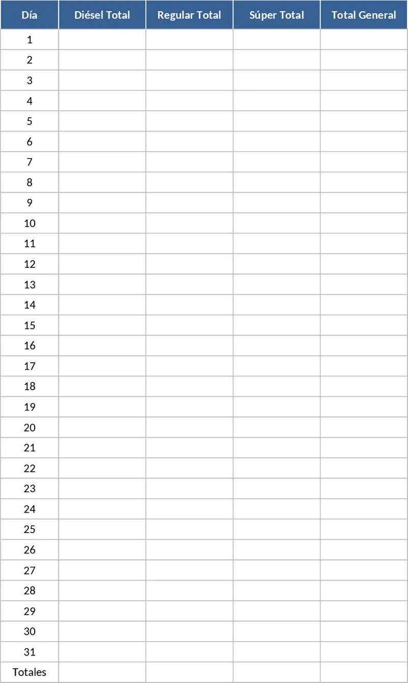 油品每日銷售明細與月度彙總表 模板