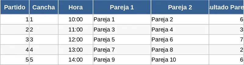 Padel板式網球10組選手賽程積分表 模板