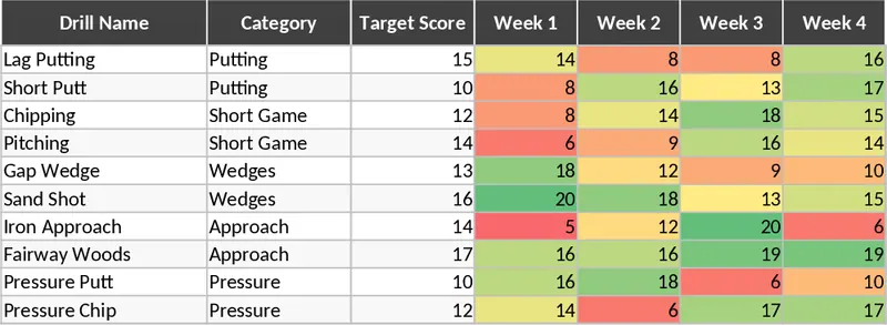 精英高爾夫學院球員表現追蹤儀表板 模板
