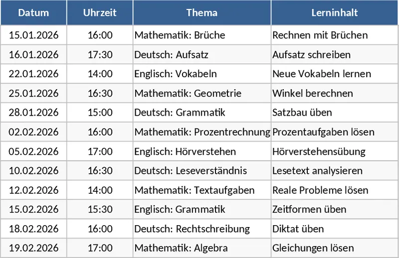 家教教學進度與作業考試追蹤 模板