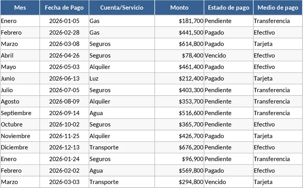 每月帳單管理與財務整理 模板