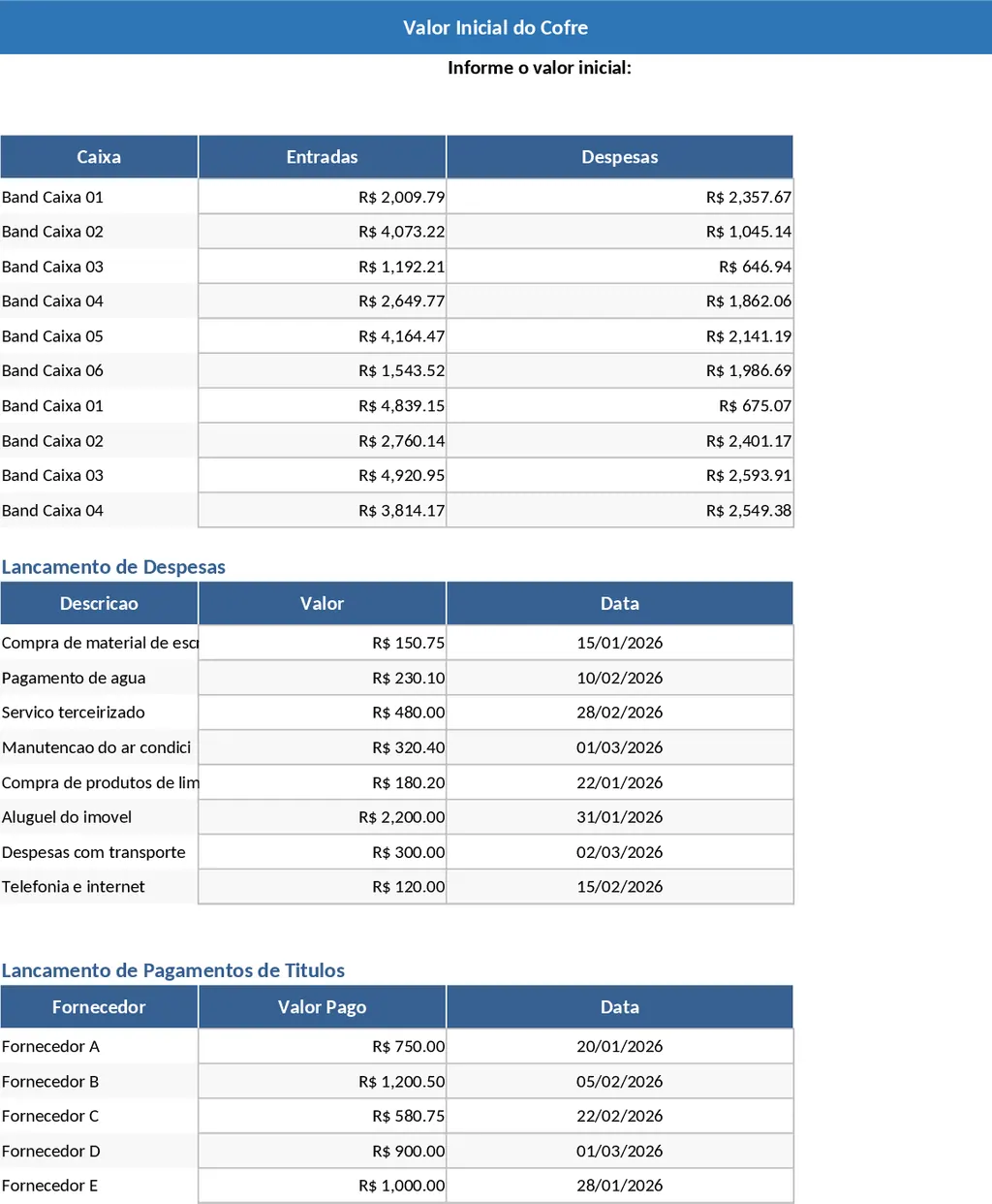 多分店現金流與收銀帳務管理 模板