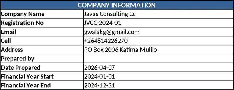 Javas Consulting 재무제표 전체 템플릿