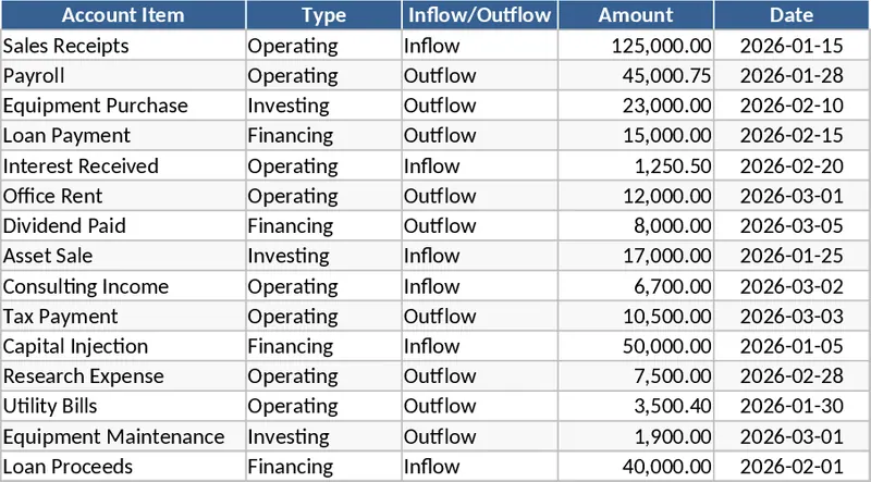 동적 현금 흐름 분석·관리 프레젠테이션 템플릿
