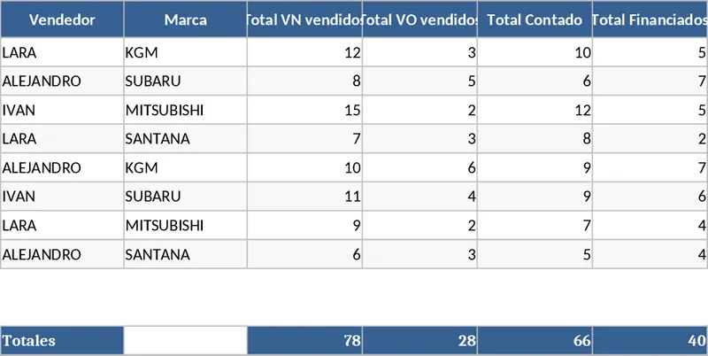 다중 브랜드 딜러십 판매 및 금융 추적 템플릿