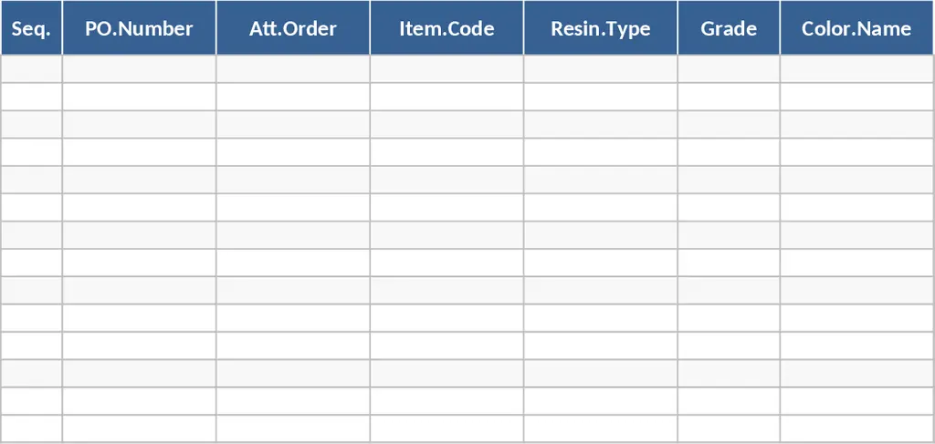 레진 및 소재 구매 주문 추적 템플릿
