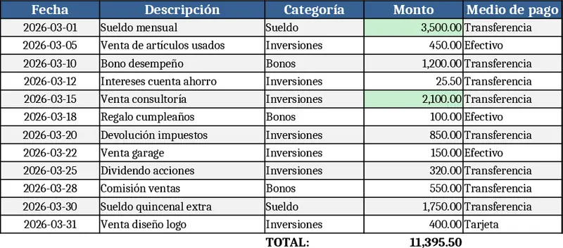 Personal Cash Flow Tracker Template