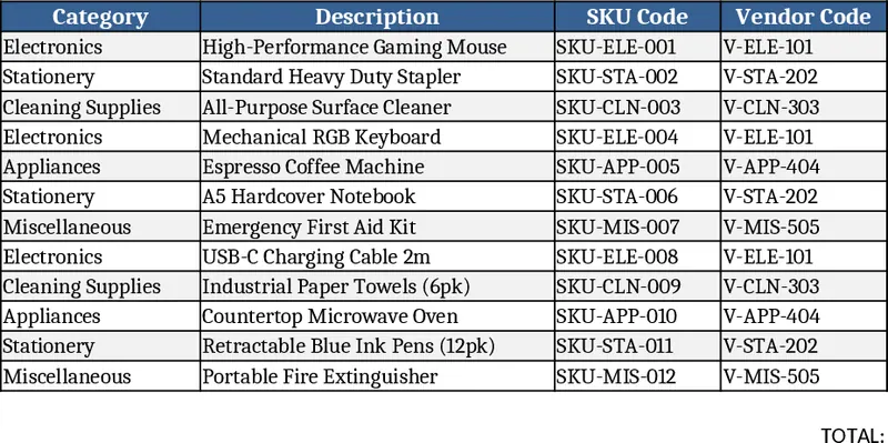 월간 재고 추적 템플릿