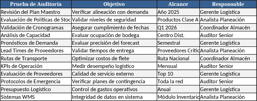 Auditoría Logística Plantilla