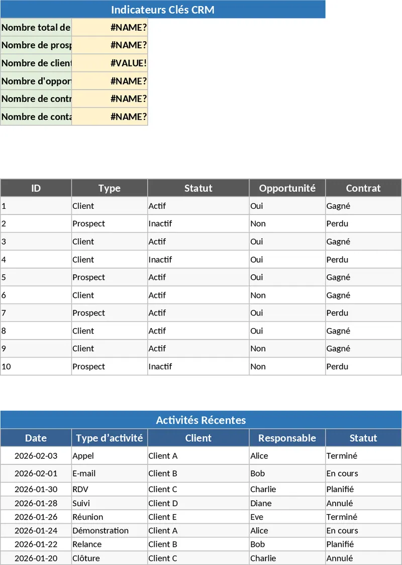 고객 관계 관리 및 영업 추적 템플릿