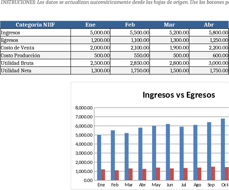尼加拉瓜 IFRS 會計 模板