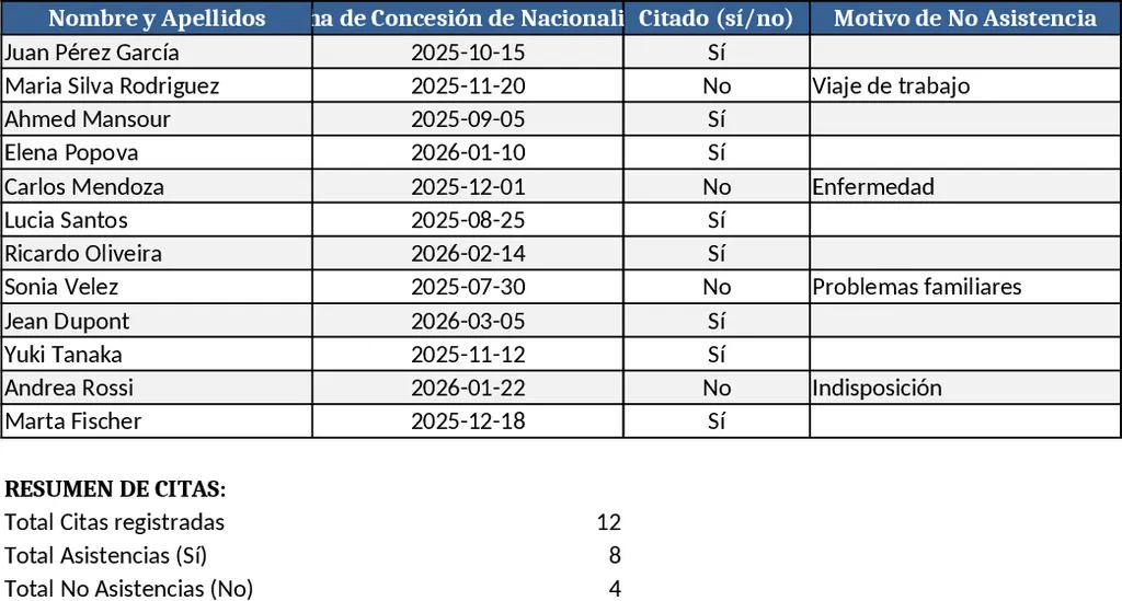 Civil Registry Oath Appointment Tracking Template