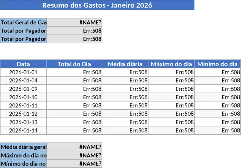 월간 지출 추적 및 계산 템플릿