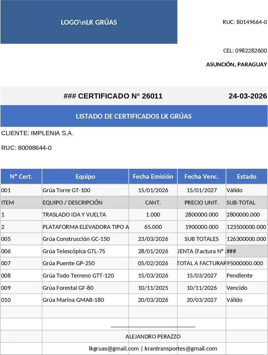 Plantilla de Factura de Transporte Plantilla
