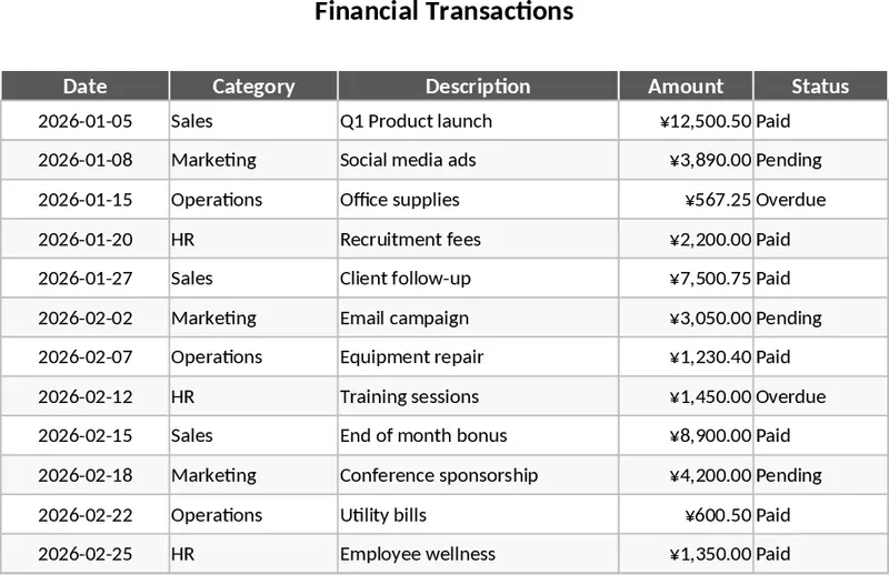미니멀 회색·흰색 스프레드시트 템플릿